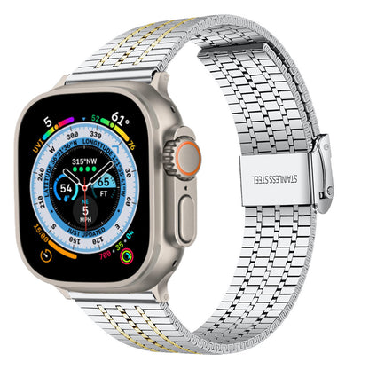 Seven-Bead Stainless Steel Band with Double Safety Clasp for Apple Watch