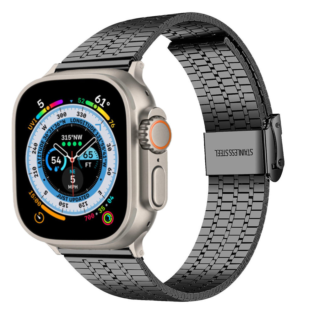 Seven-Bead Stainless Steel Band with Double Safety Clasp for Apple Watch