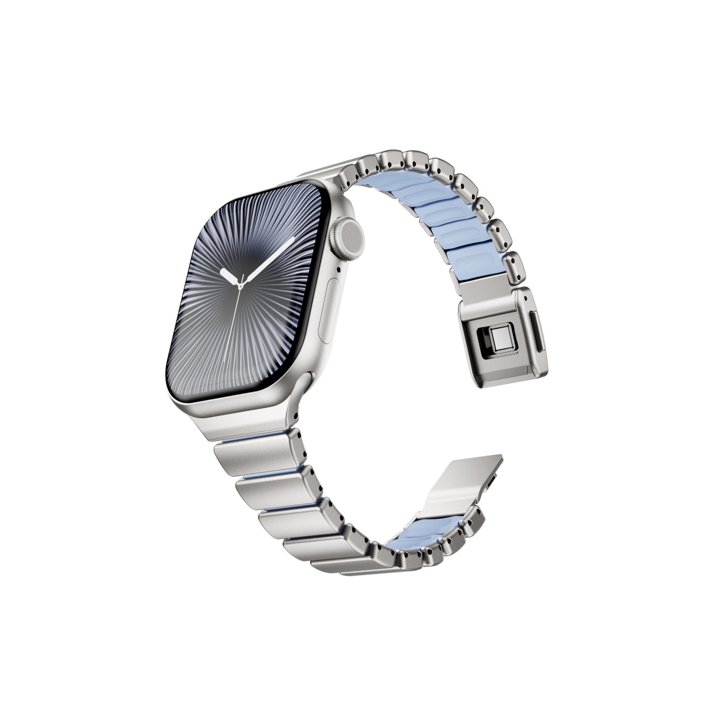 Slim Metal Band for Apple Watch – Elegant Link Strap with Silicone Comfort
