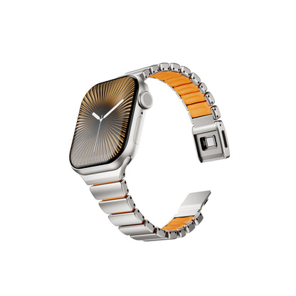 Slim Metal Band for Apple Watch – Elegant Link Strap with Silicone Comfort