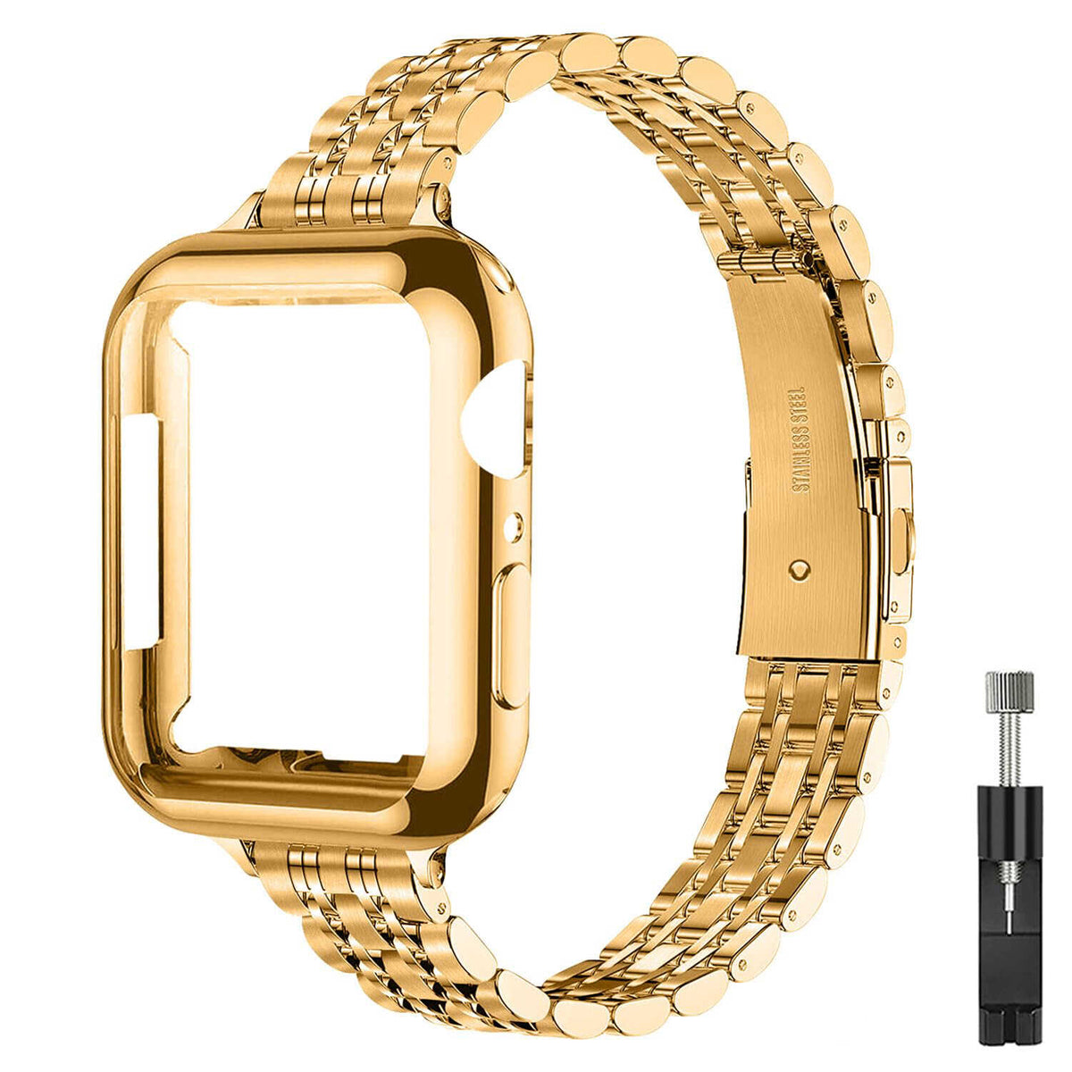 Slim Stainless Steel Bracelet Case Band for Apple Watch