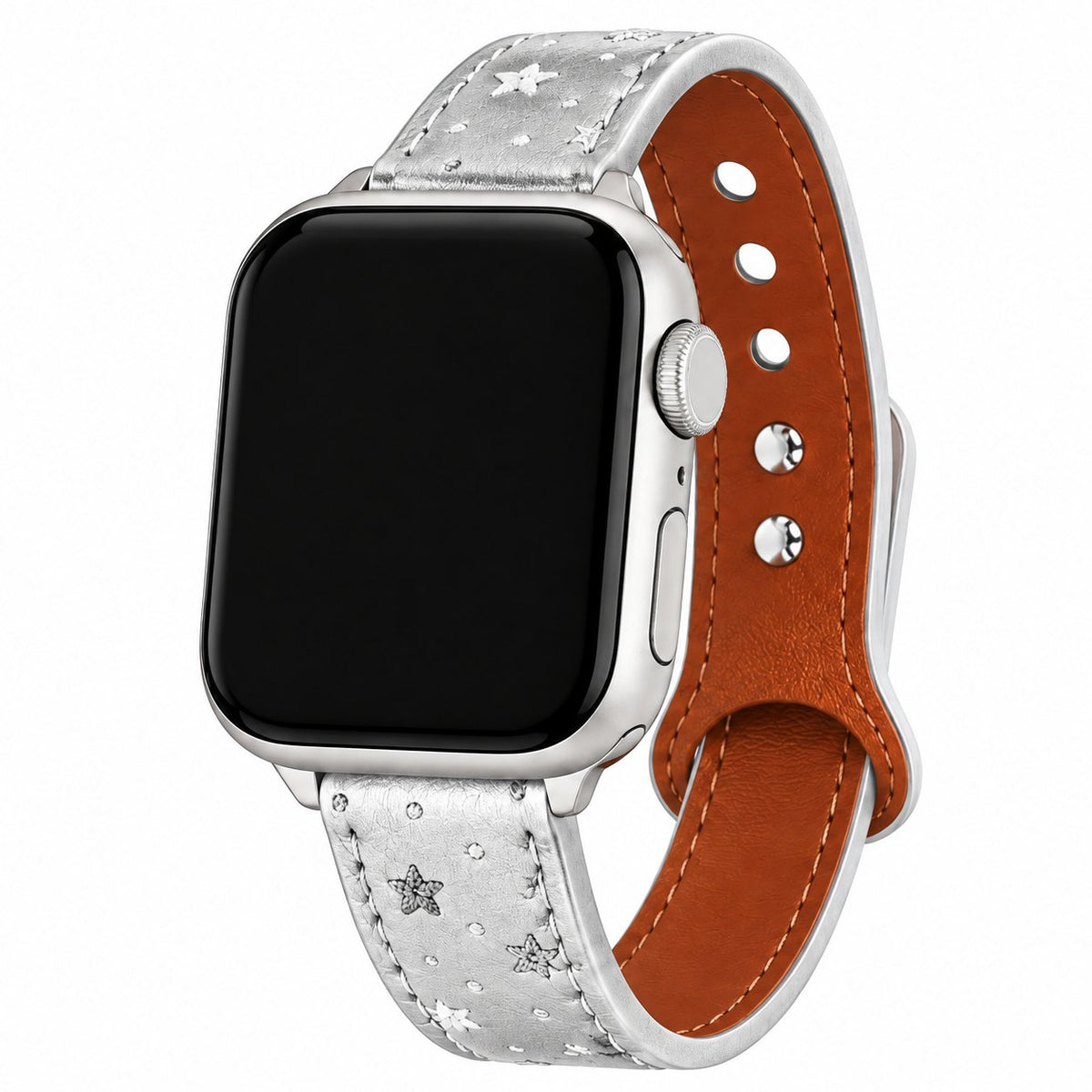 Starry Texture Double-Stud Leather Band for Apple Watch