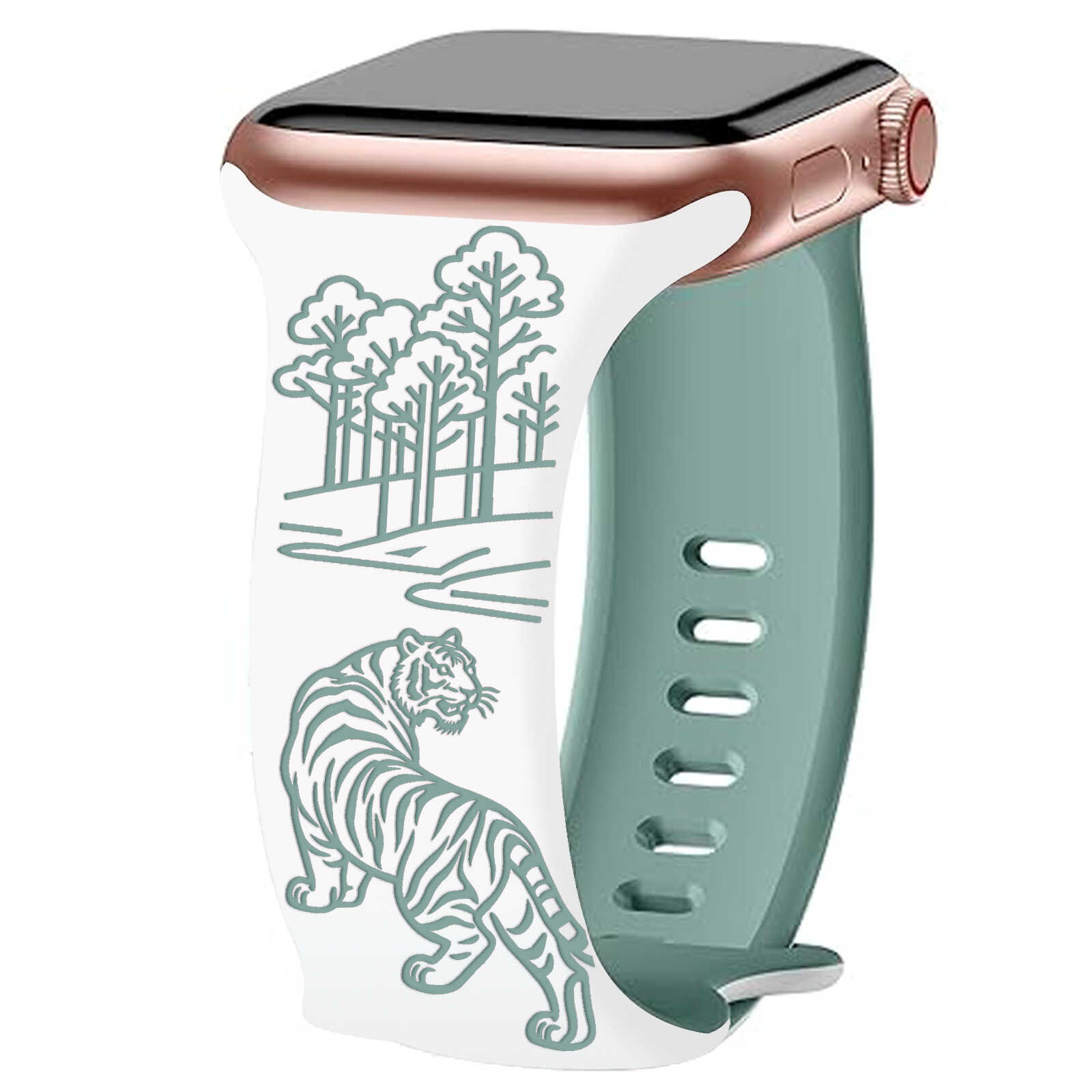 Tiger Forest Engraved Band for Apple Watch.
