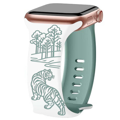 Tiger Forest Engraved Band for Apple Watch.