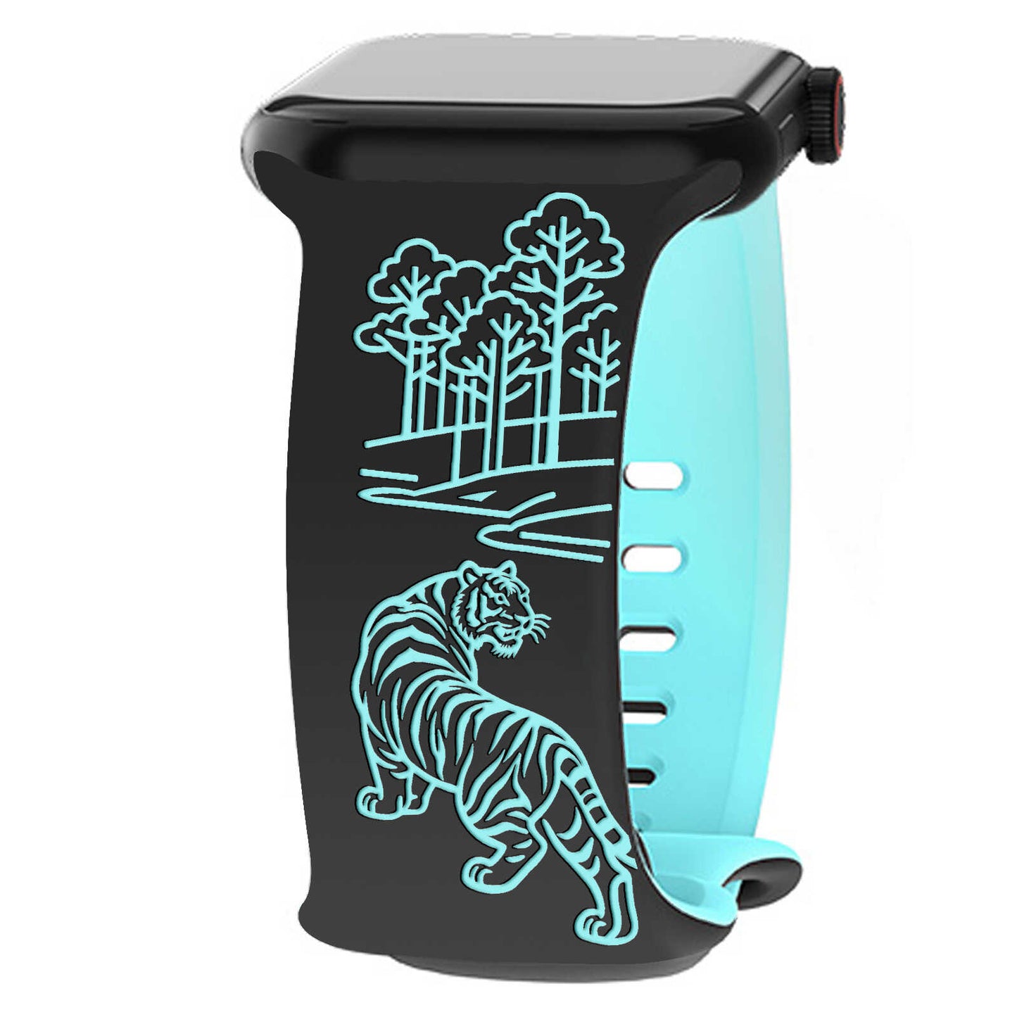 Tiger Forest Engraved Band for Apple Watch.