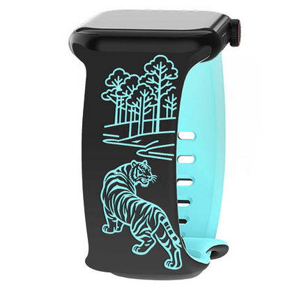 Tiger Forest Engraved Band for Apple Watch.