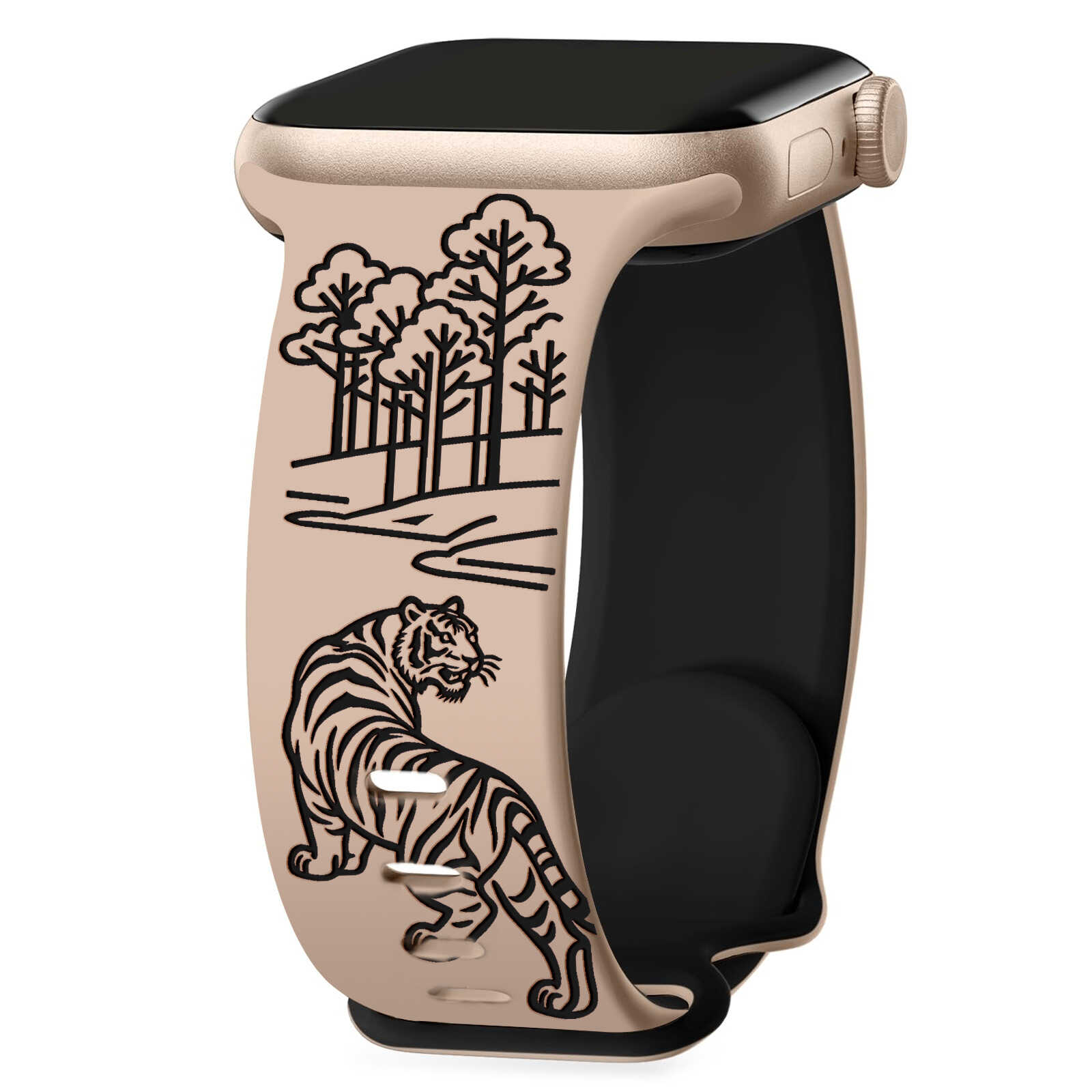 Tiger Forest Engraved Band for Apple Watch.
