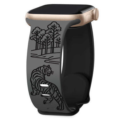Tiger Forest Engraved Band for Apple Watch.