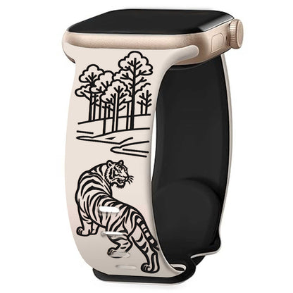 Tiger Forest Engraved Band for Apple Watch.
