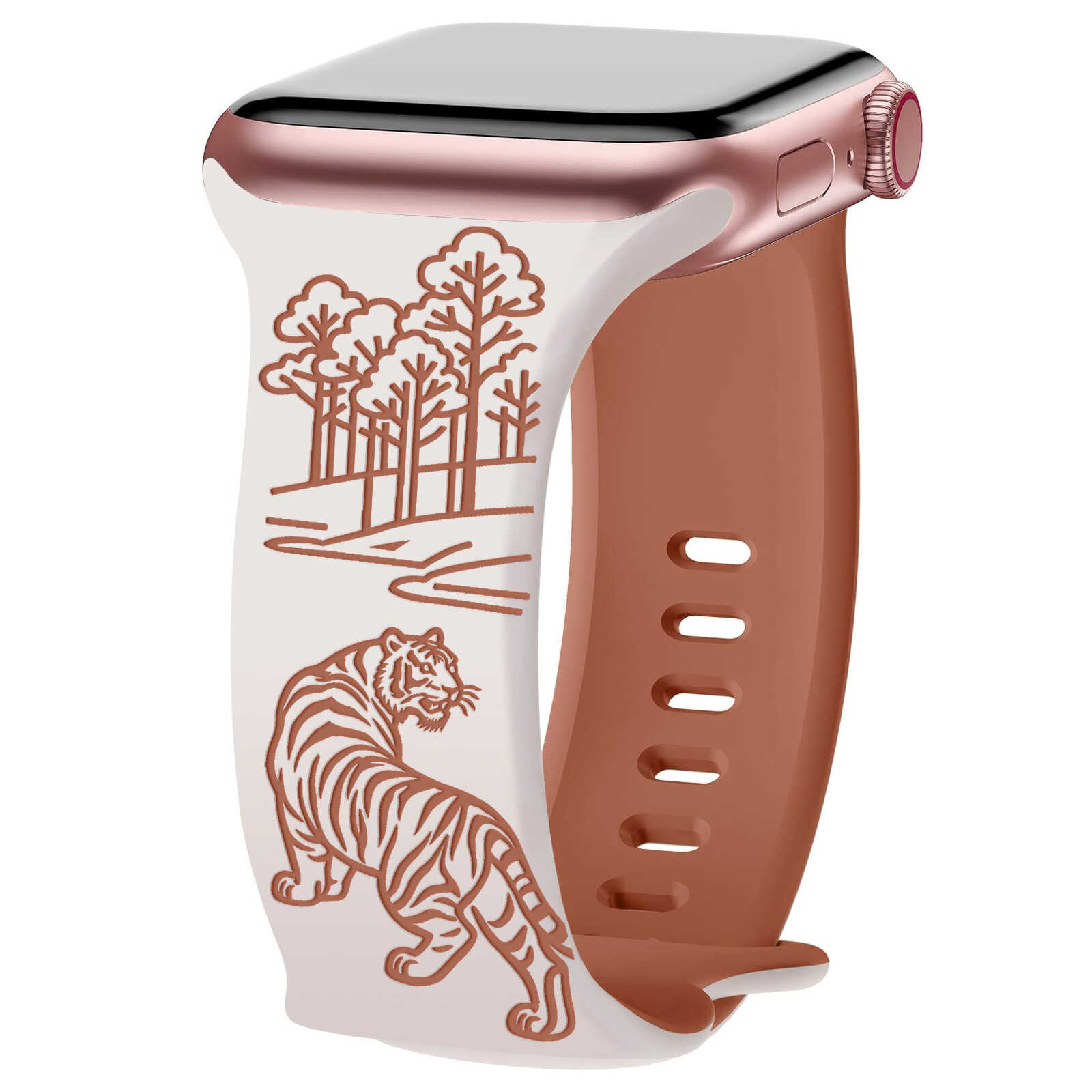 Tiger Forest Engraved Band for Apple Watch.