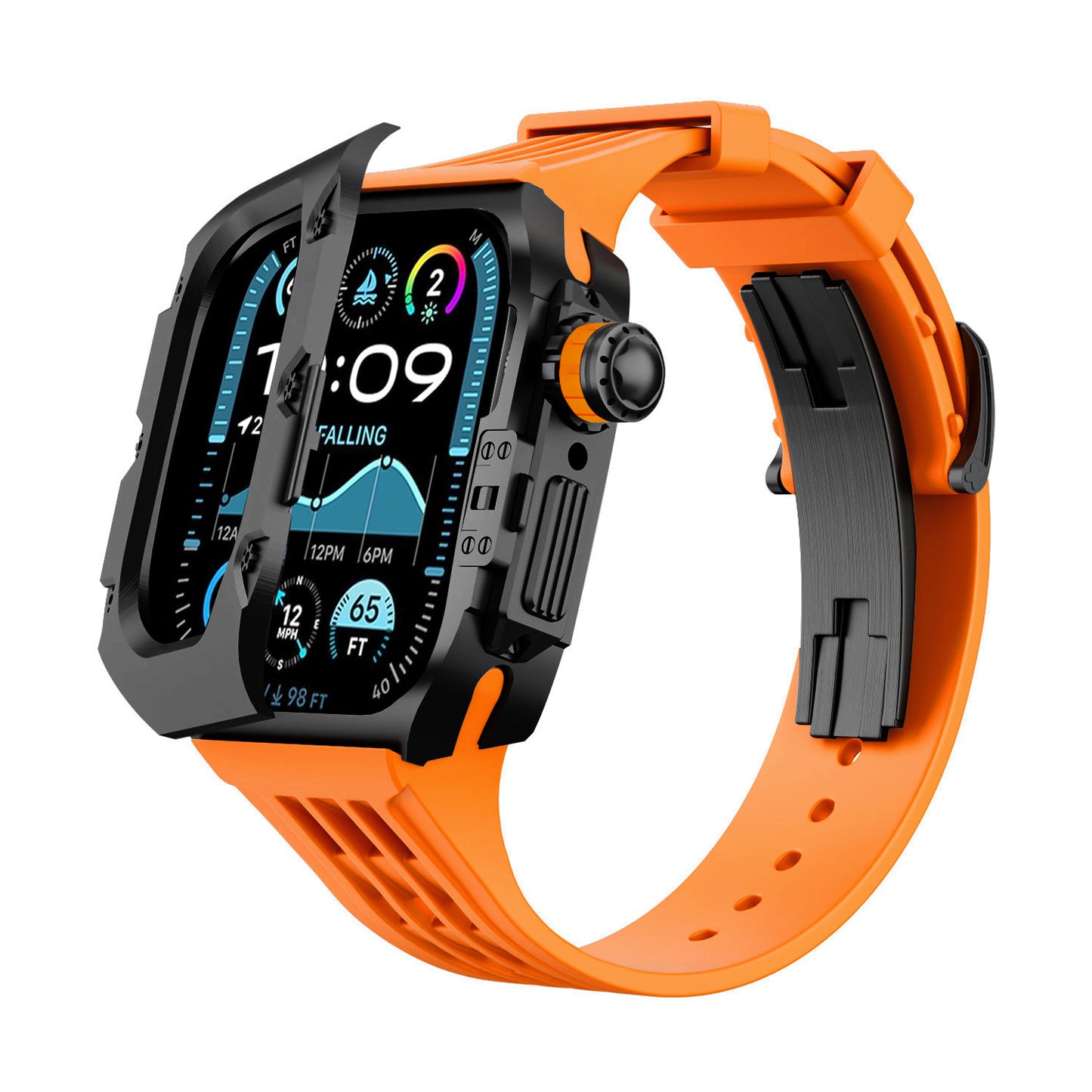 Titanium DLC Armor Case with Fluoroelastomer Band for Apple Watch