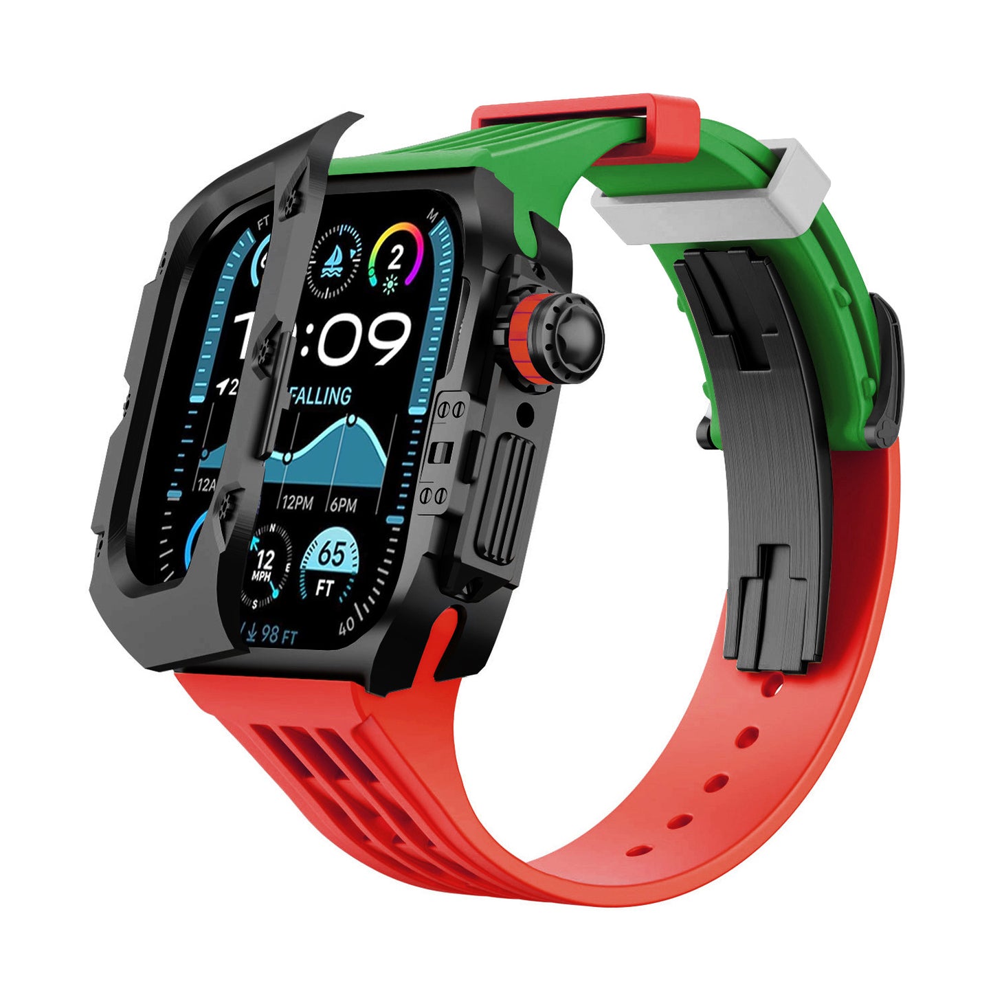 Titanium DLC Armor Case with Fluoroelastomer Band for Apple Watch