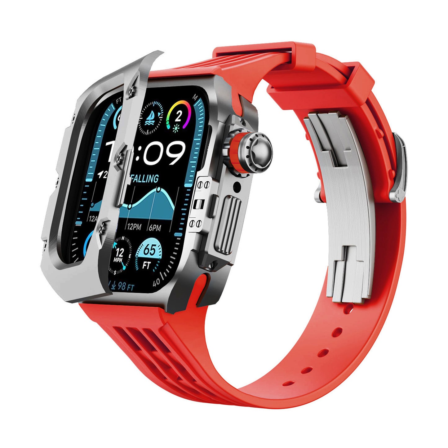 Titanium DLC Armor Case with Fluoroelastomer Band for Apple Watch