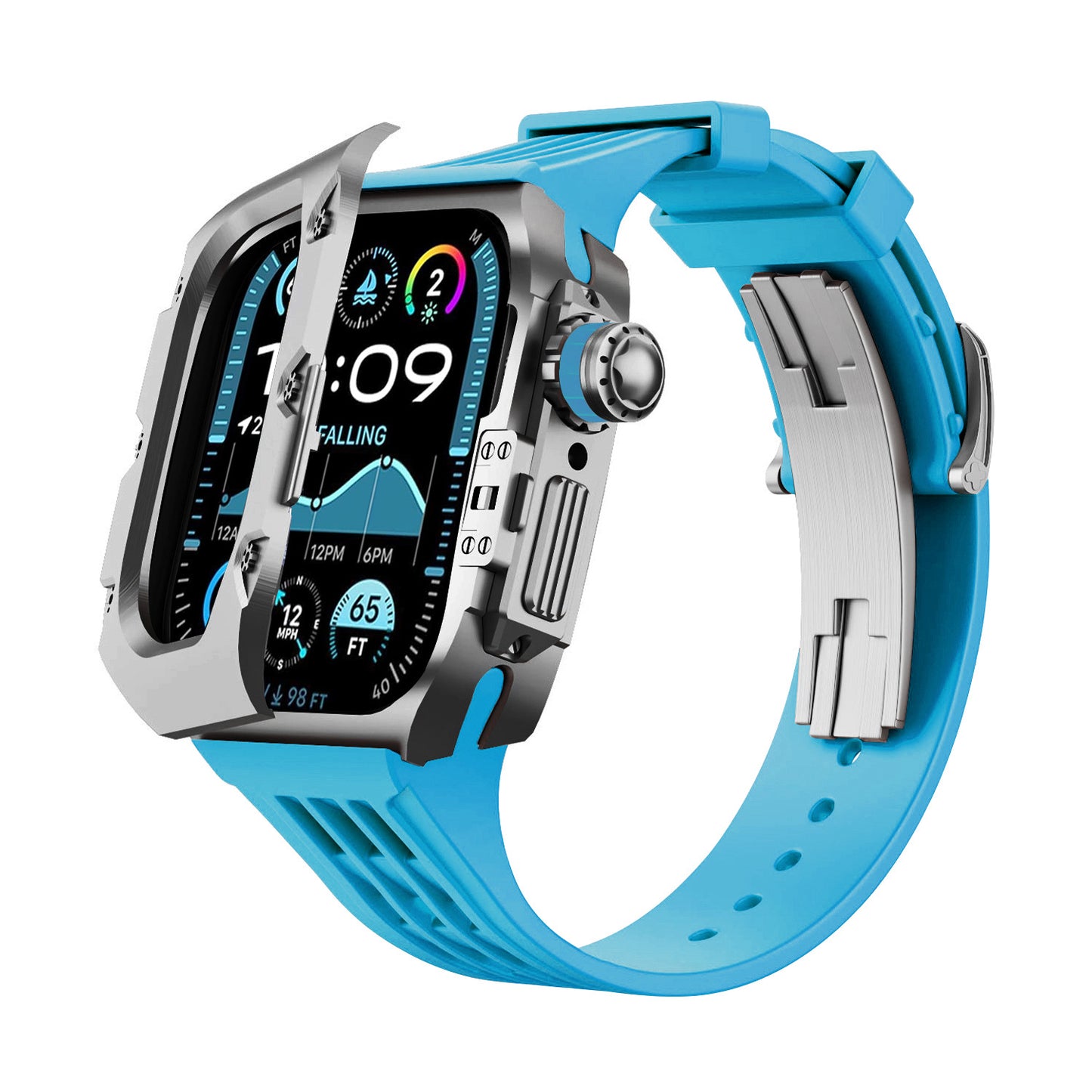 Titanium DLC Armor Case with Fluoroelastomer Band for Apple Watch