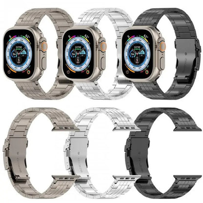 Titanium Metal Link Band for Apple Watch with Butterfly Clasp