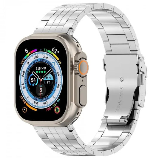 Titanium Metal Link Band for Apple Watch with Butterfly Clasp