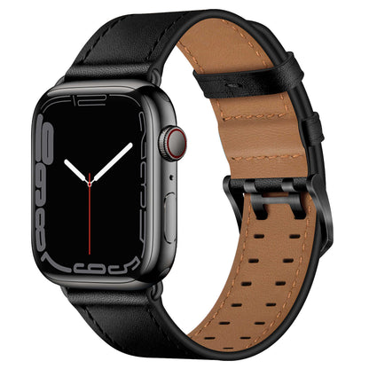 Top Grain Leather Band for Apple Watch Classic Pin Buckle Elegant Strap