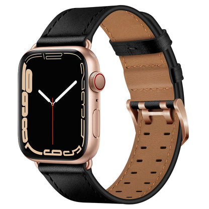 Top Grain Leather Band for Apple Watch Classic Pin Buckle Elegant Strap