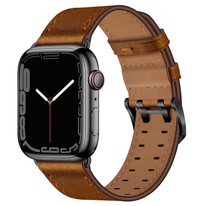 Top Grain Leather Band for Apple Watch Classic Pin Buckle Elegant Strap