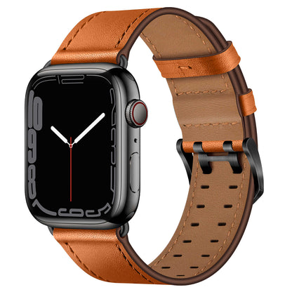 Top Grain Leather Band for Apple Watch Classic Pin Buckle Elegant Strap
