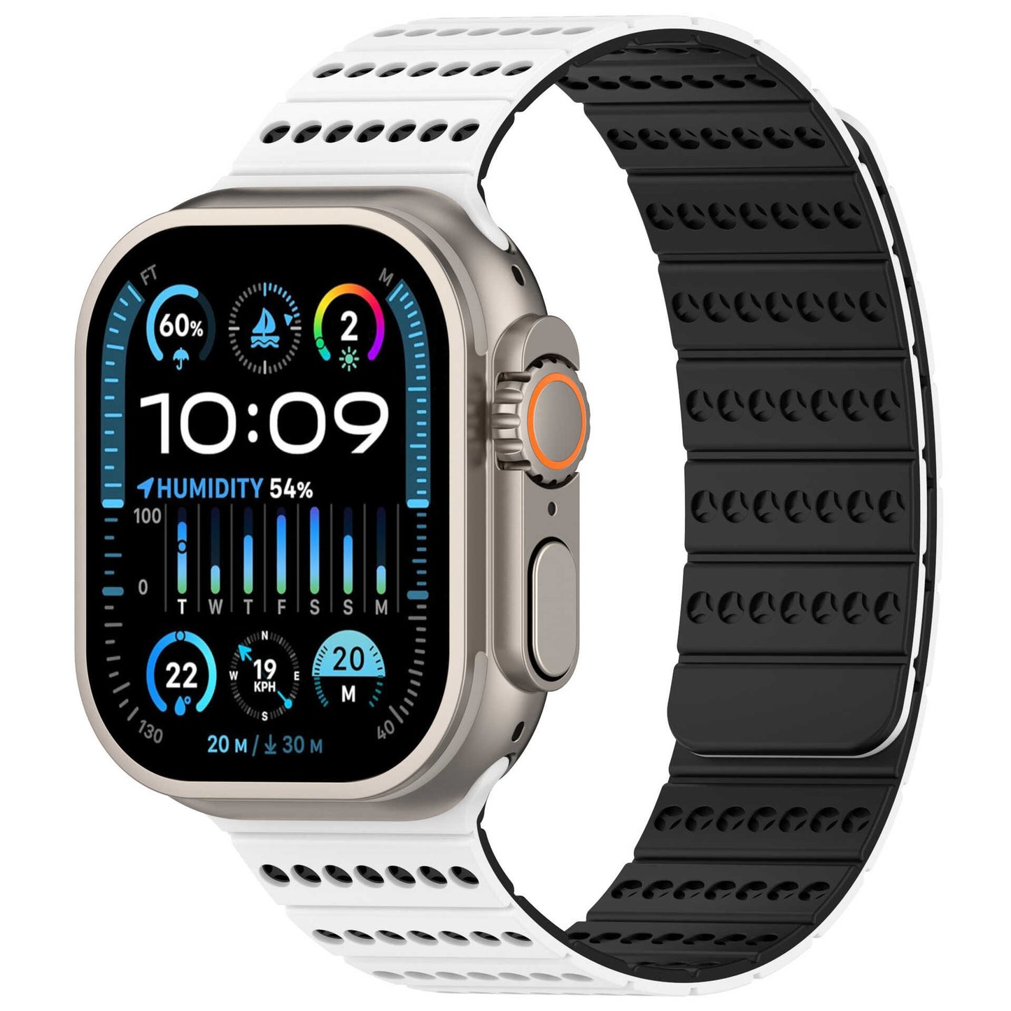 Two-Tone Magnetic Silicone Band for Apple Watch Breathable Sport Strap.