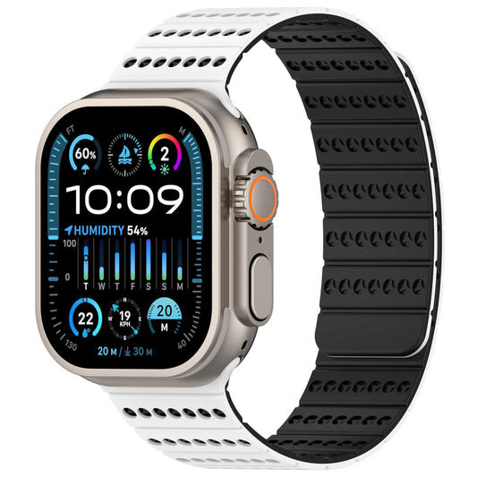 Two-Tone Magnetic Silicone Band for Apple Watch Breathable Sport Strap.