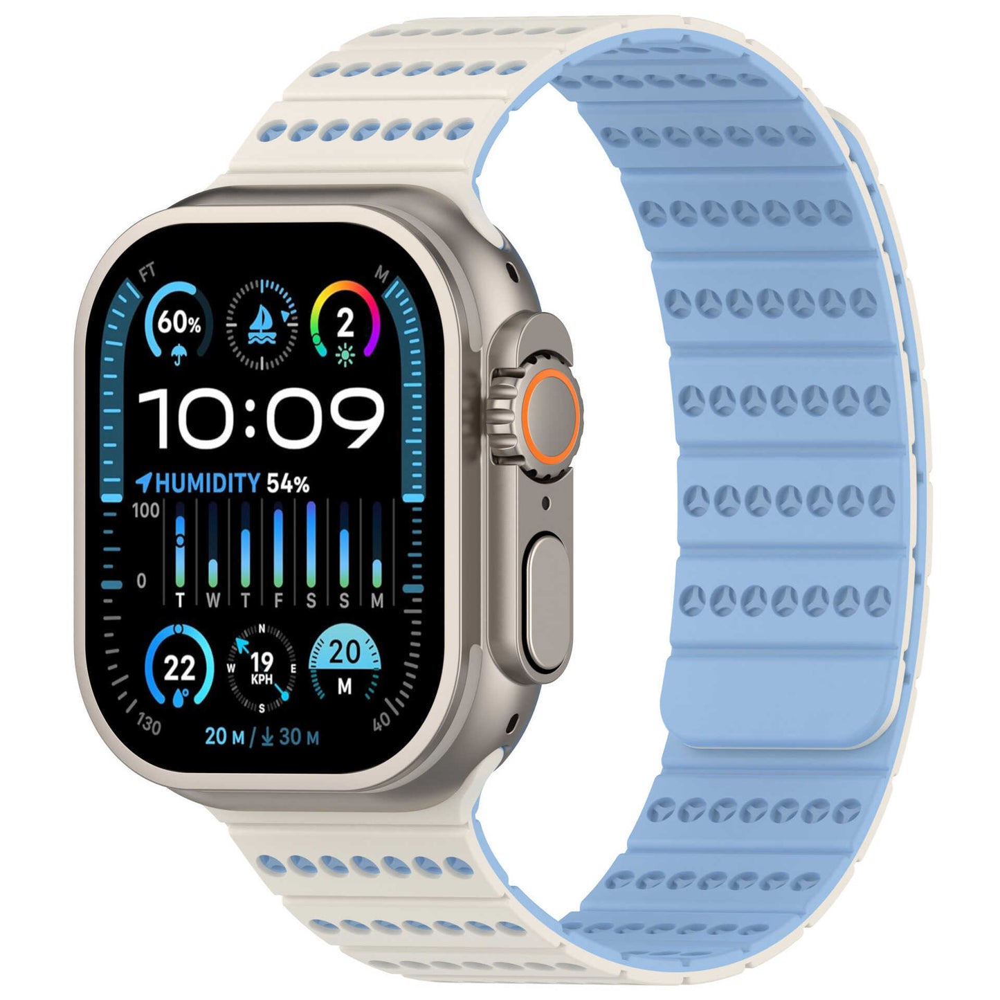 Two-Tone Magnetic Silicone Band for Apple Watch Breathable Sport Strap.
