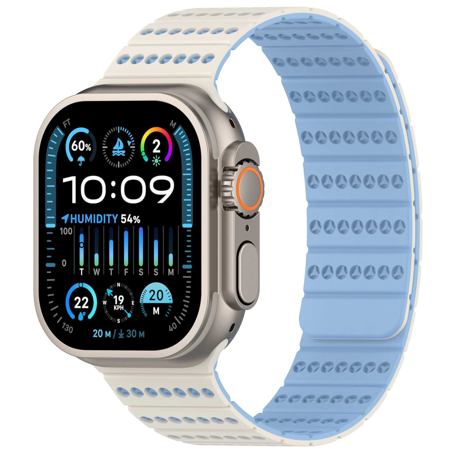 Two-Tone Magnetic Silicone Band for Apple Watch Breathable Sport Strap.