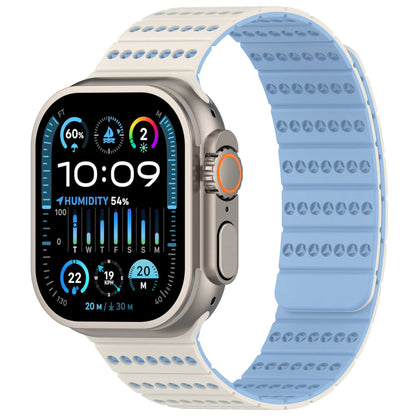 Two-Tone Magnetic Silicone Band for Apple Watch Breathable Sport Strap.