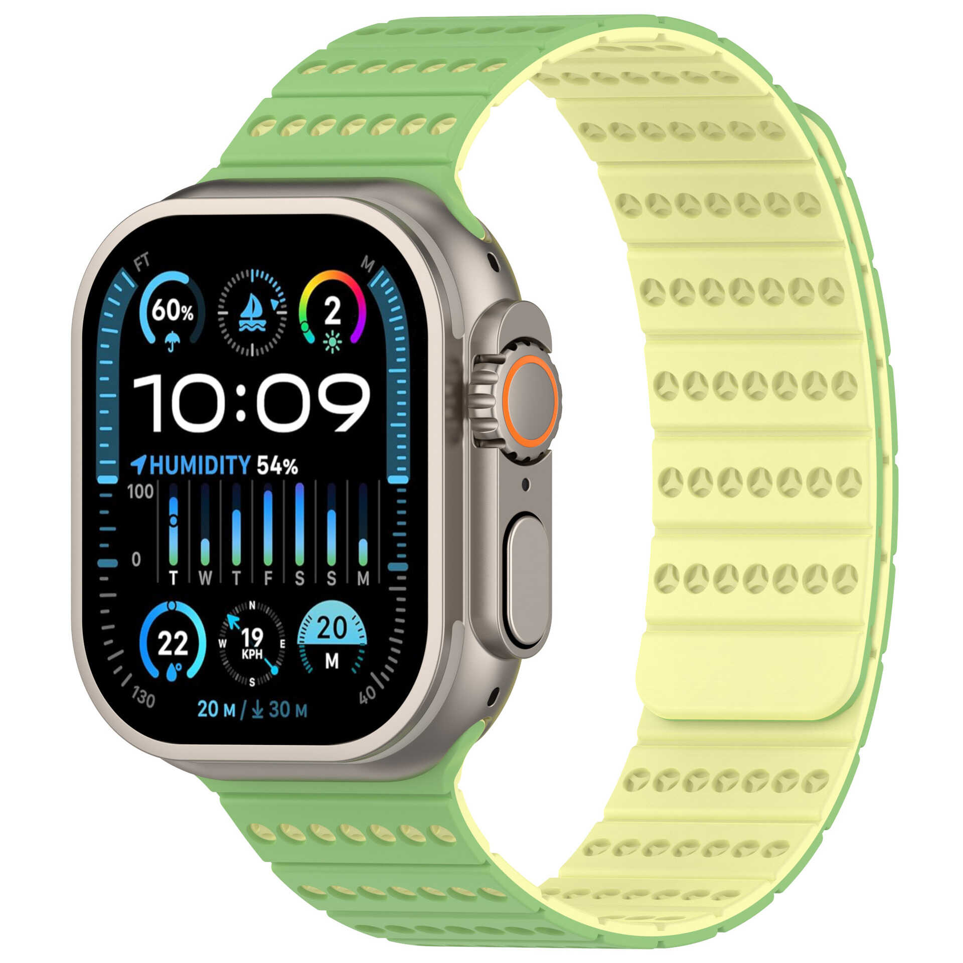Two-Tone Magnetic Silicone Band for Apple Watch Breathable Sport Strap.