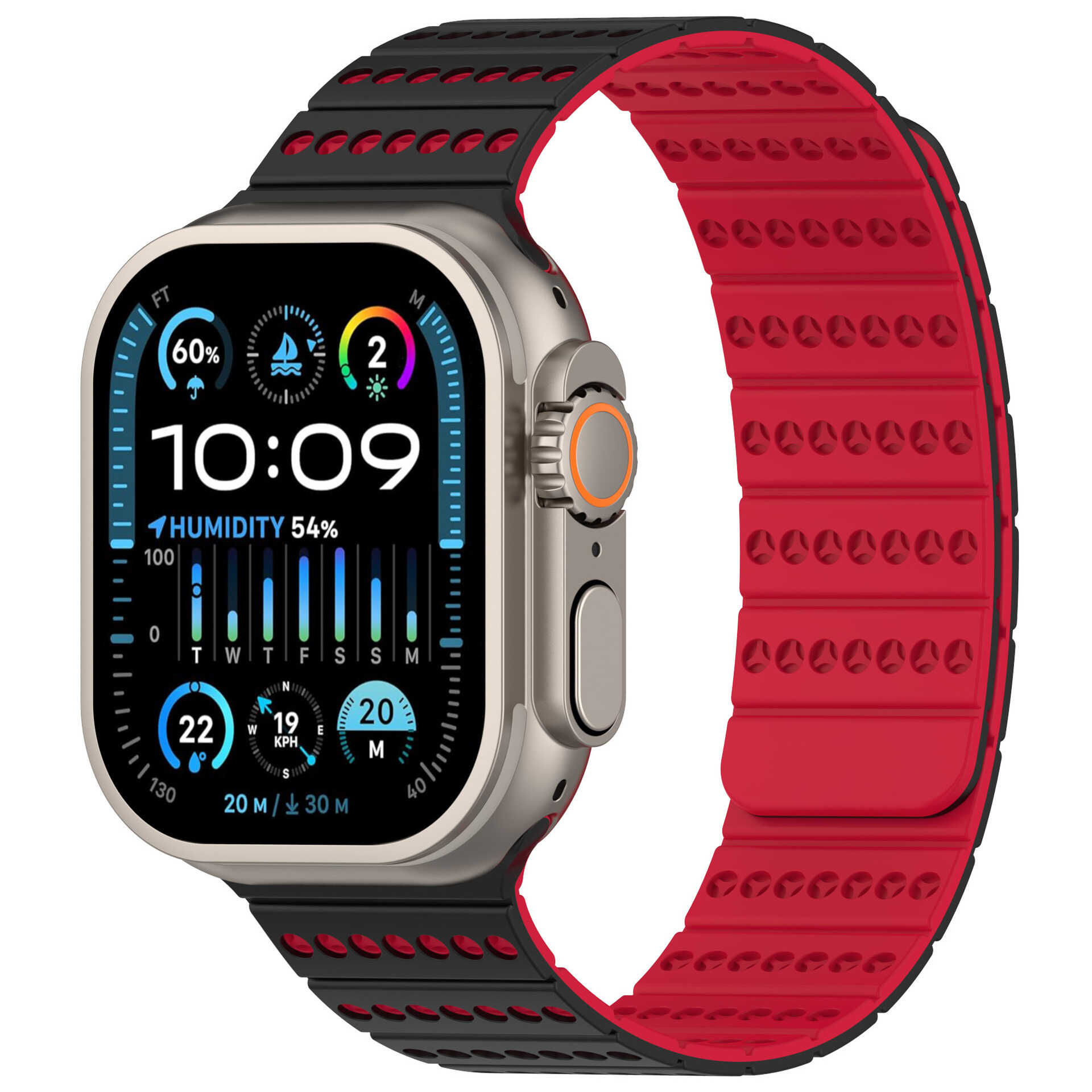 Two-Tone Magnetic Silicone Band for Apple Watch Breathable Sport Strap.