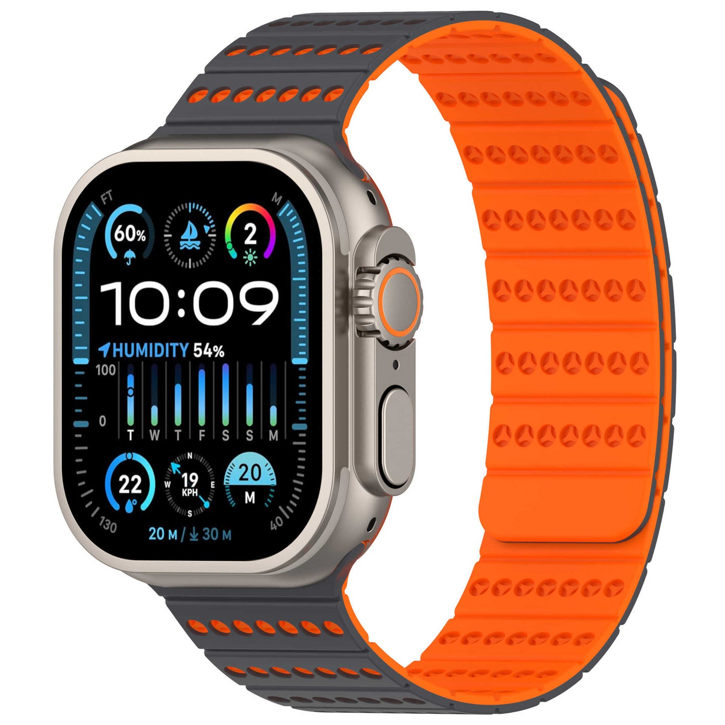 Two-Tone Magnetic Silicone Band for Apple Watch Breathable Sport Strap.