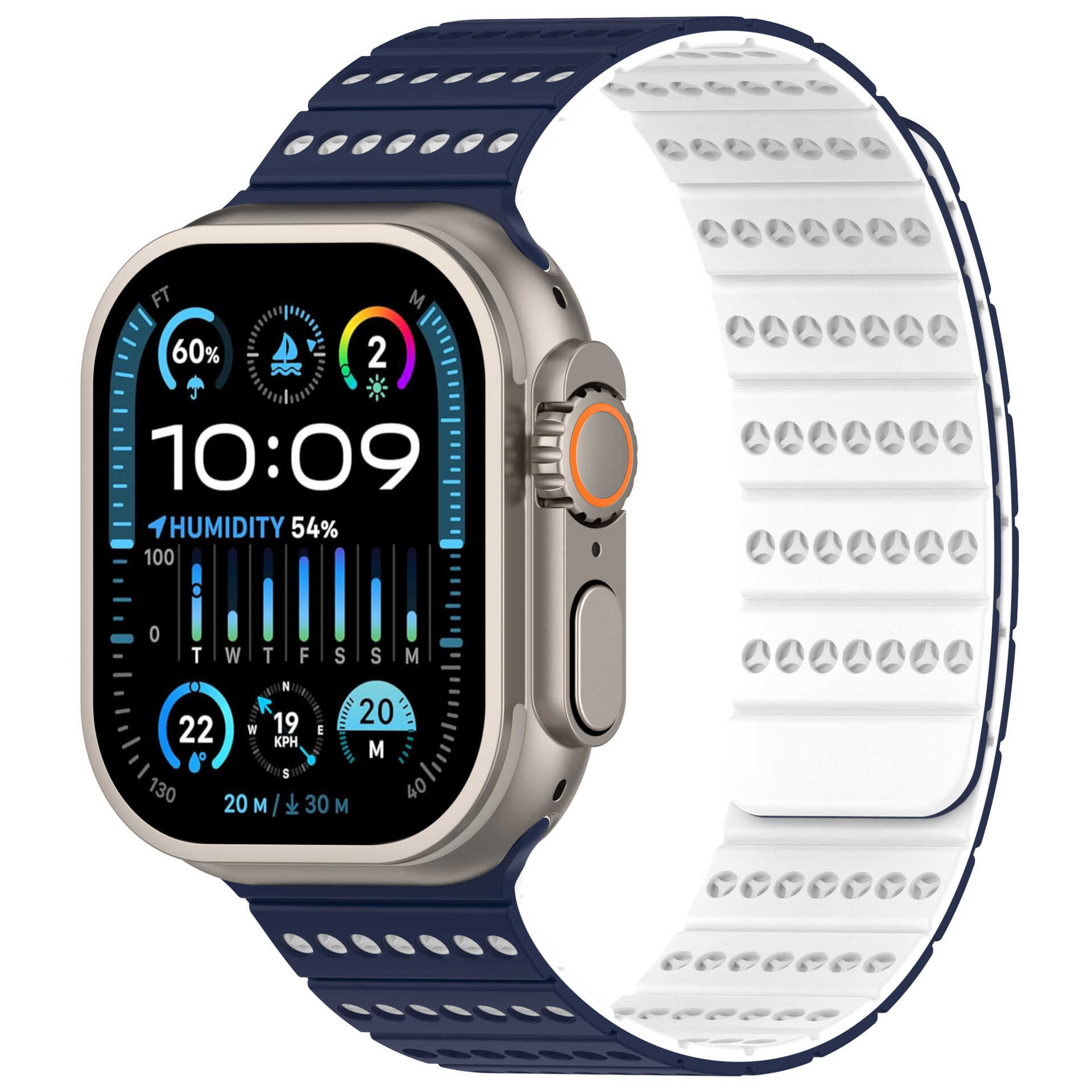 Two-Tone Magnetic Silicone Band for Apple Watch Breathable Sport Strap.
