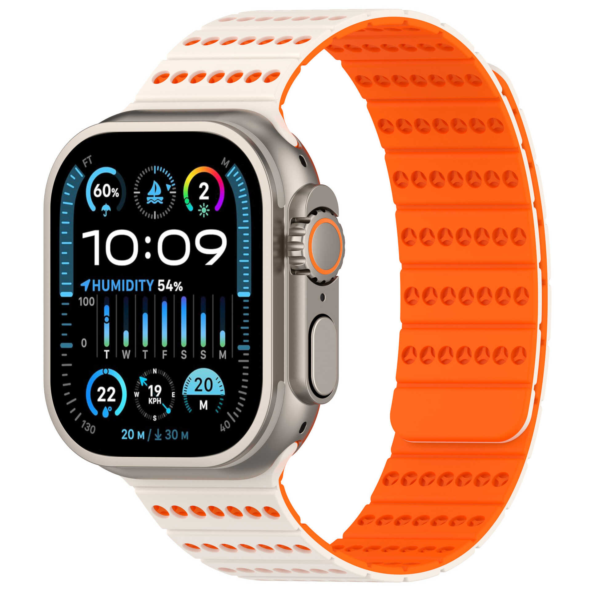 Two-Tone Magnetic Silicone Band for Apple Watch Breathable Sport Strap.
