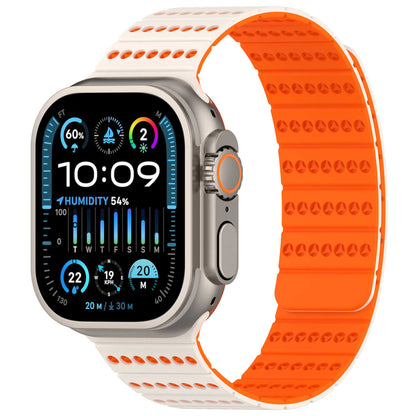 Two-Tone Magnetic Silicone Band for Apple Watch Breathable Sport Strap.