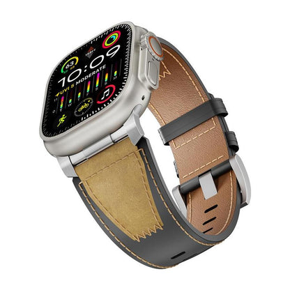 Two Tone Leather Band for Apple Watch Signature Stitch Design