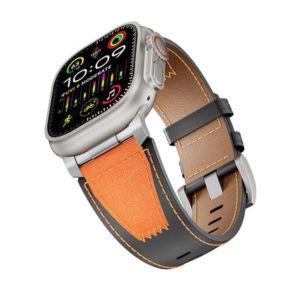 Two Tone Leather Band for Apple Watch Signature Stitch Design