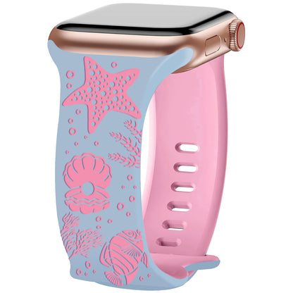 Undersea World Laser-Engraved Silicone Band for Apple Watch