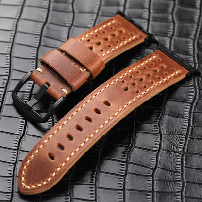 Vintage Leather Band for Apple Watch Thick Cowhide Strap.