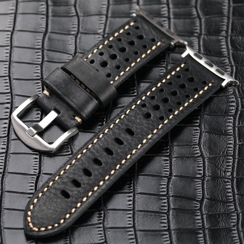 Vintage Leather Band for Apple Watch Thick Cowhide Strap.