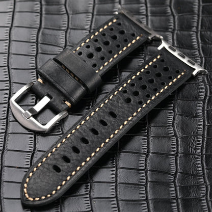 Vintage Leather Band for Apple Watch Thick Cowhide Strap.