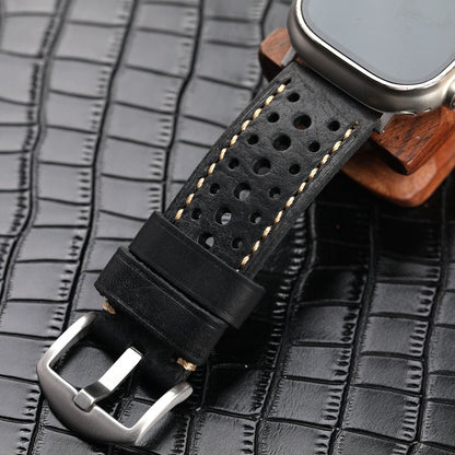 Vintage Leather Band for Apple Watch Thick Cowhide Strap.