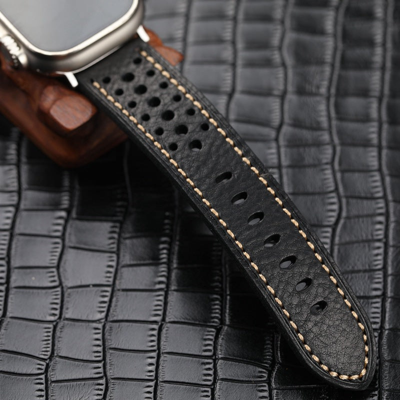 Vintage Leather Band for Apple Watch Thick Cowhide Strap.