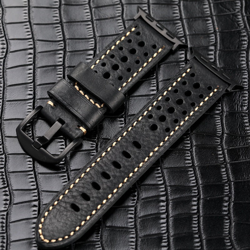Vintage Leather Band for Apple Watch Thick Cowhide Strap.