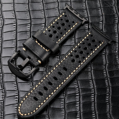 Vintage Leather Band for Apple Watch Thick Cowhide Strap.
