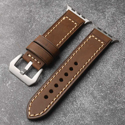 Vintage Stitched Leather Band for Apple Watch.