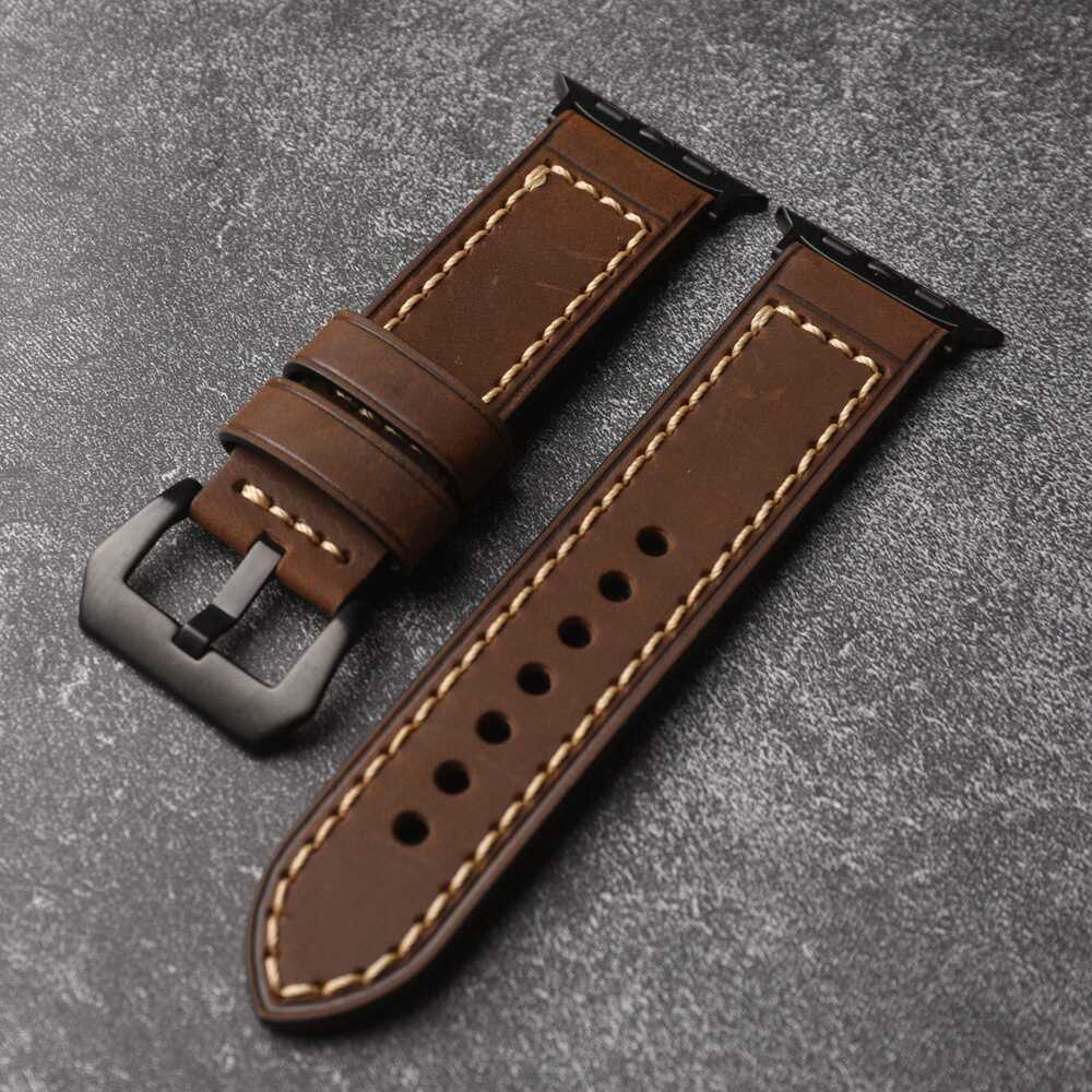 Vintage Stitched Leather Band for Apple Watch.