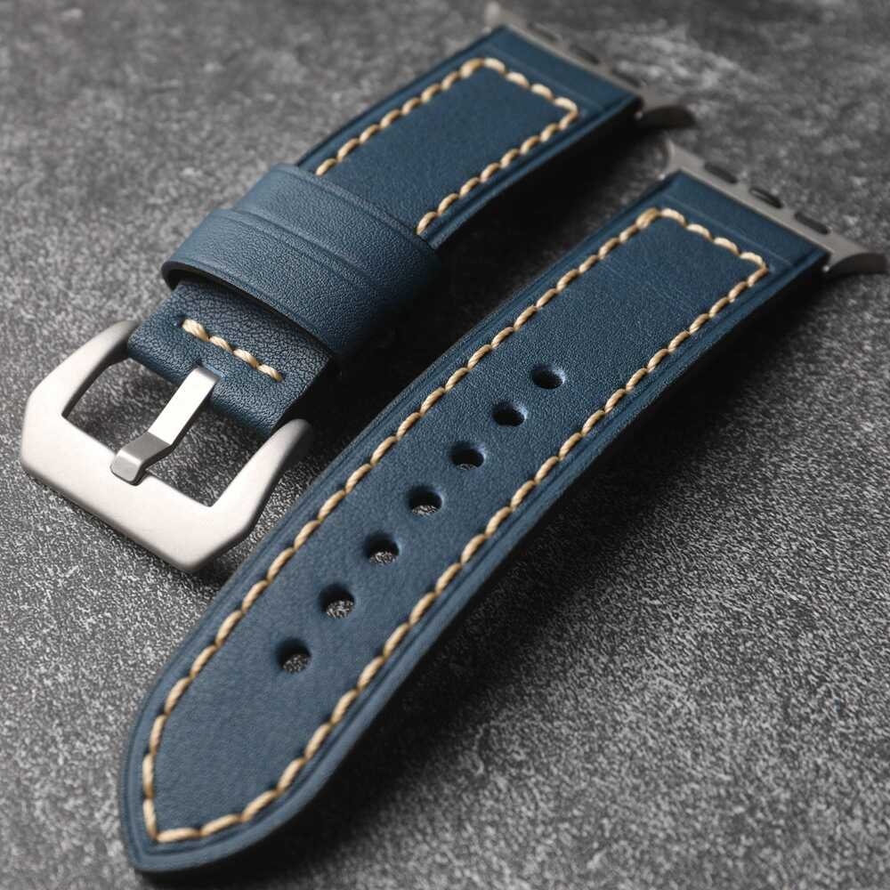 Vintage Stitched Leather Band for Apple Watch.