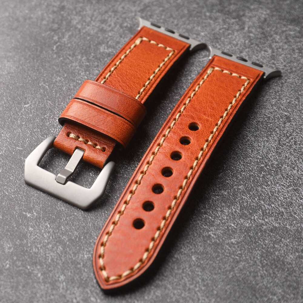 Vintage Stitched Leather Band for Apple Watch.