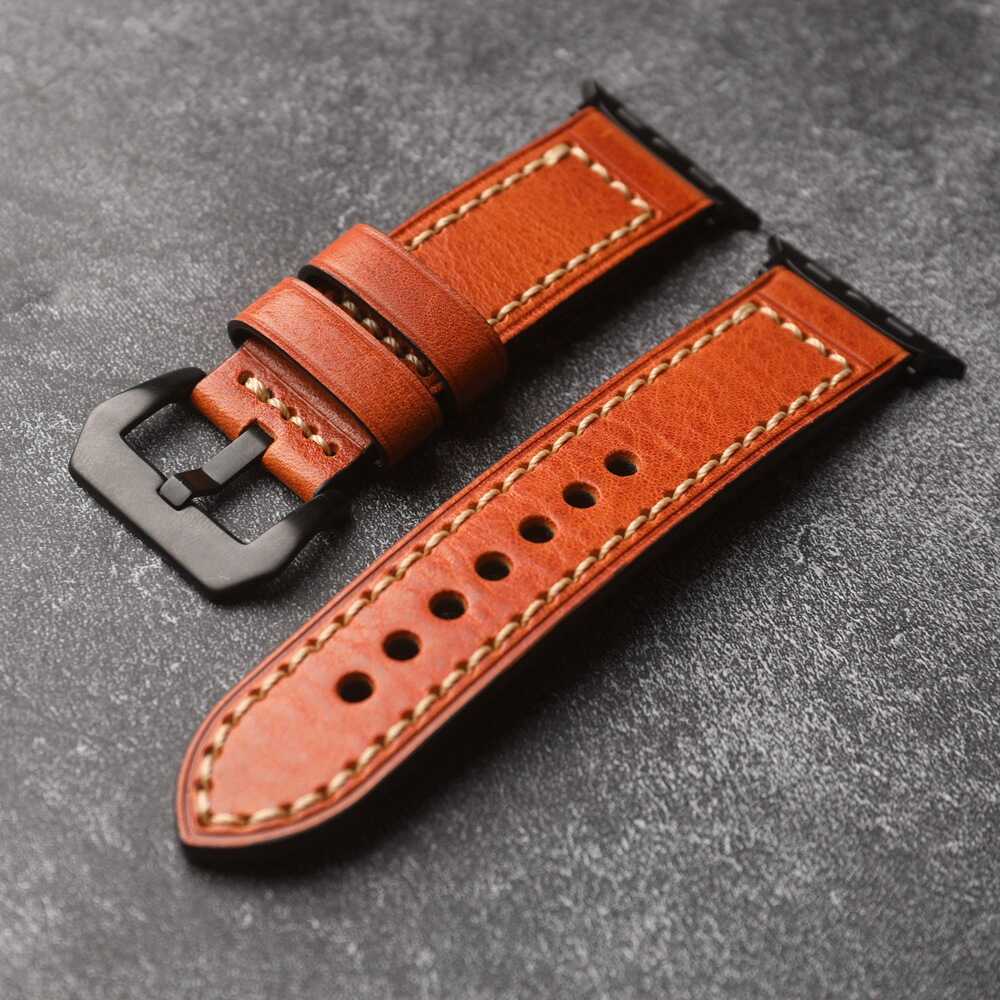 Vintage Stitched Leather Band for Apple Watch.